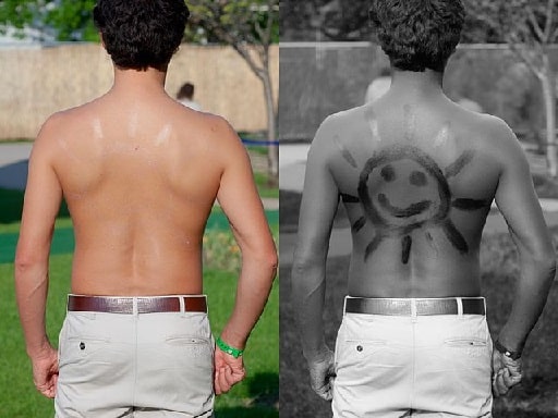 640px Sunscreen on back under normal and UV light